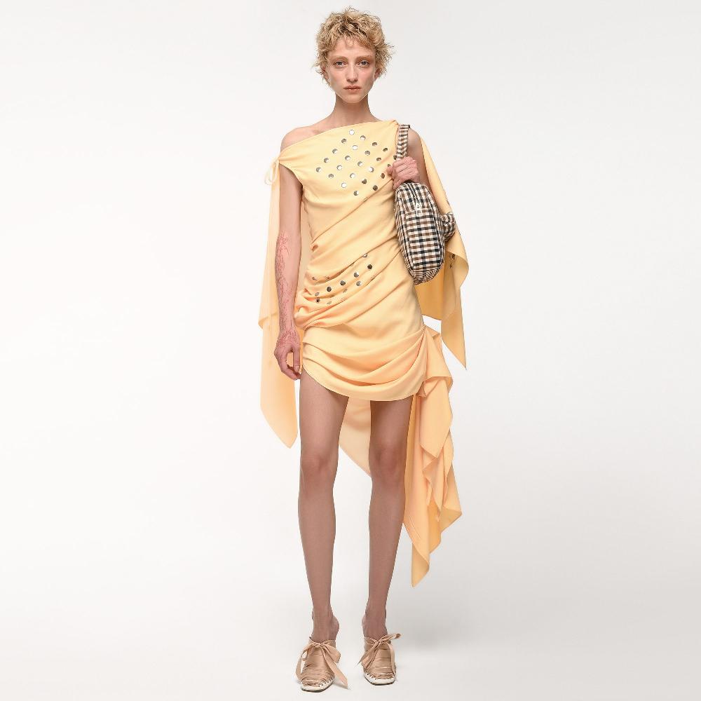 Lado Bokuchava TWIRL CAPE DRESS Dresses Butter Yellow