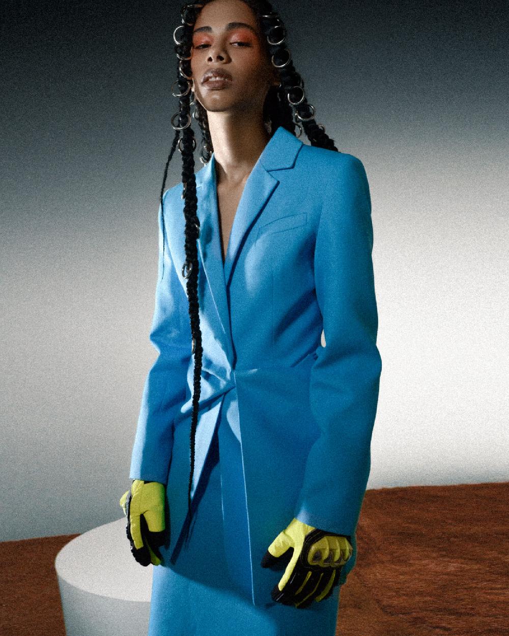 Lado Bokuchava TWISTED FRONT BLAZER SAMPLE SALE Turquoise