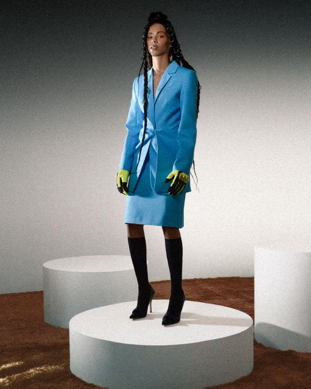 Lado Bokuchava TWISTED FRONT BLAZER SAMPLE SALE Turquoise