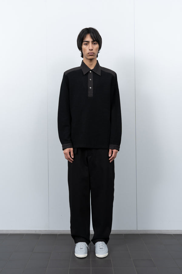 Lady White Co. DOUBLE KNIT POLO - BLACK