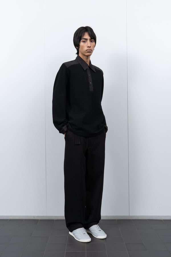 Lady White Co. DOUBLE KNIT POLO - BLACK