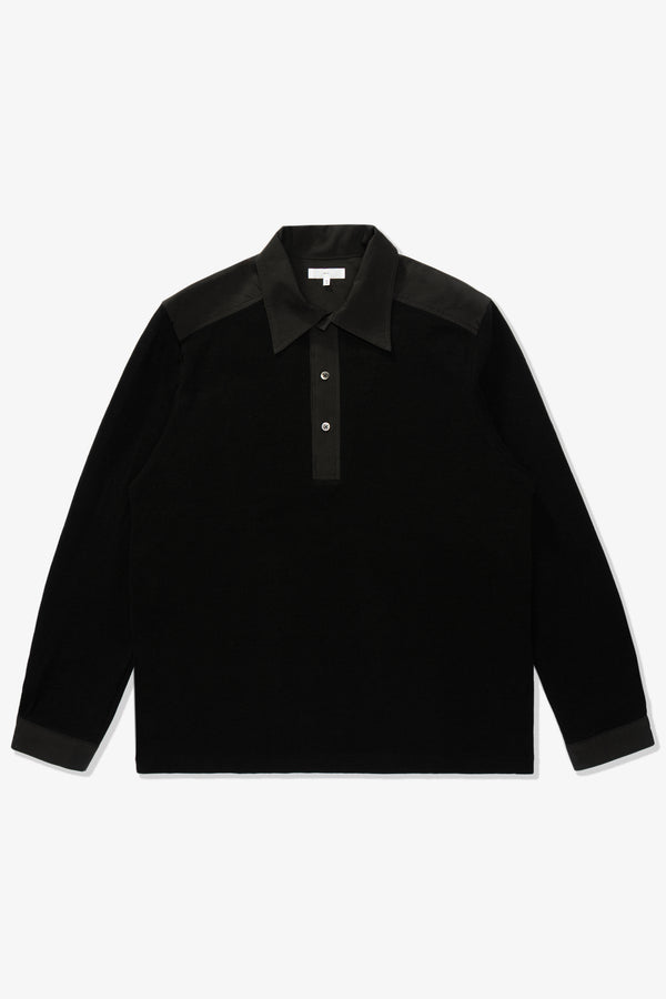 lady white co. DOUBLE KNIT POLO - BLACK