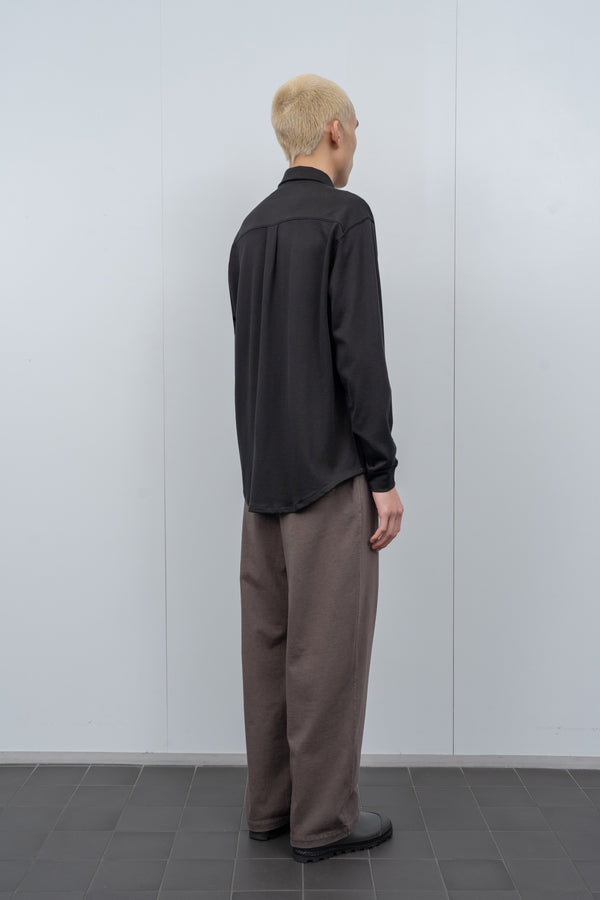 Lady White Co. L/S JERSEY BUTTON DOWN - BLACK