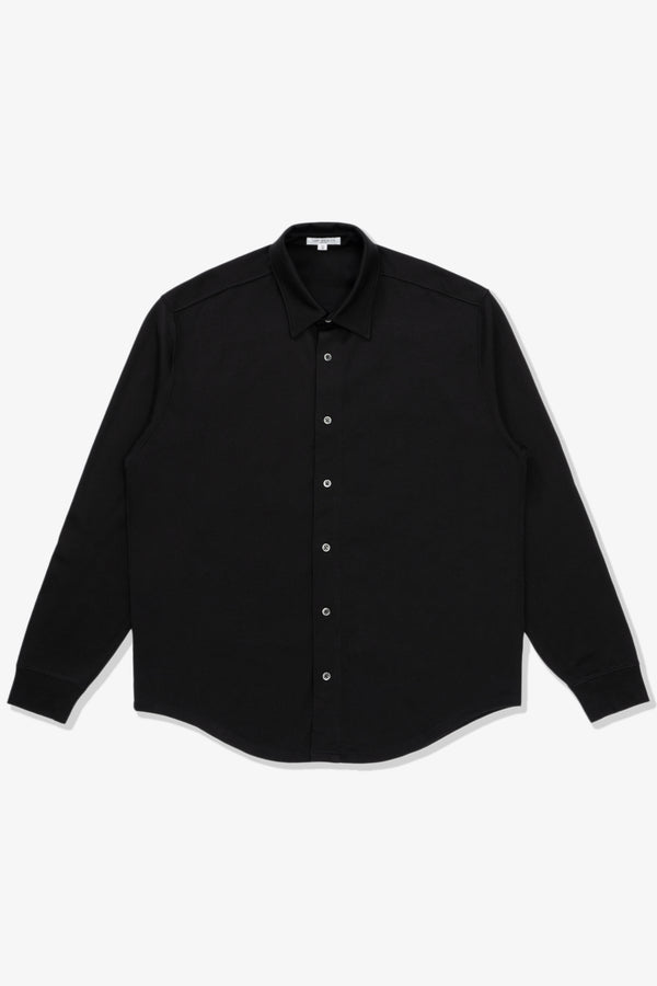 lady white co. L/S JERSEY BUTTON DOWN - BLACK
