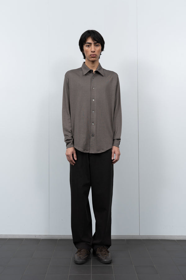 Lady White Co. L/S JERSEY BUTTON DOWN - GREY OLIVE