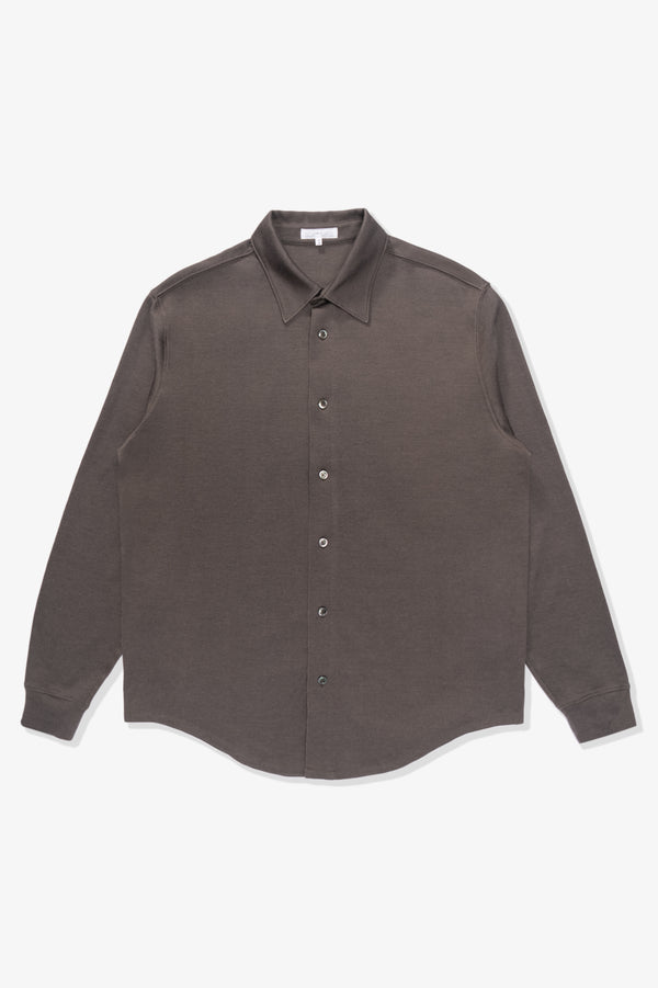 lady white co. L/S JERSEY BUTTON DOWN - GREY OLIVE