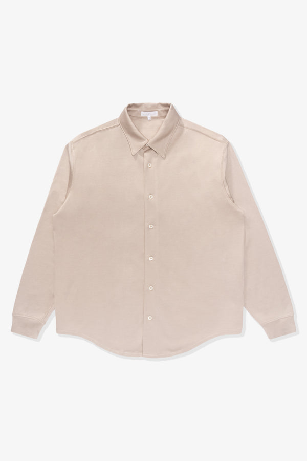 lady white co. L/S JERSEY BUTTON DOWN - OFF WHITE