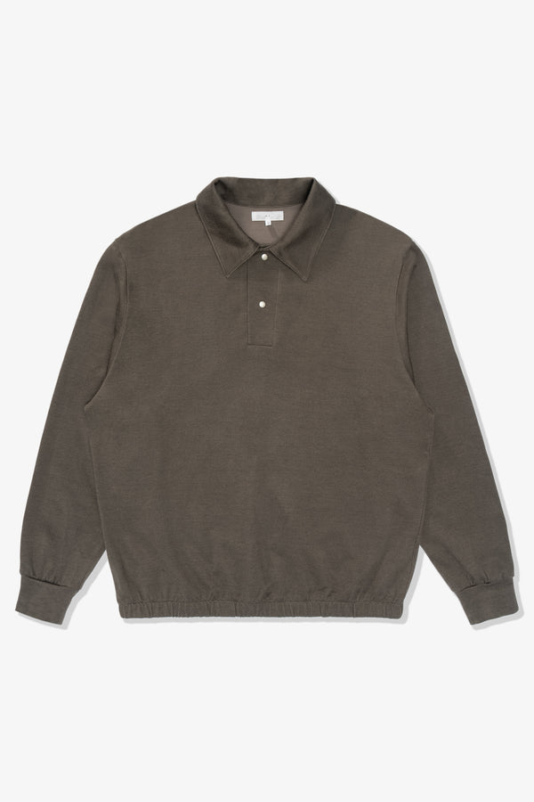 lady white co. L/S RICHMOND POLO - GREY OLIVE