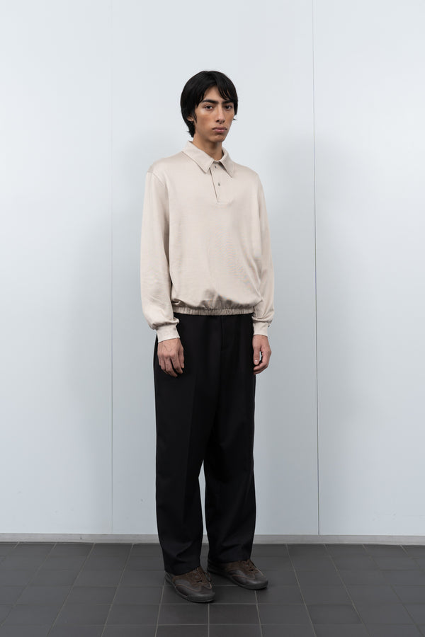 Lady White Co. L/S RICHMOND POLO - OFF WHITE