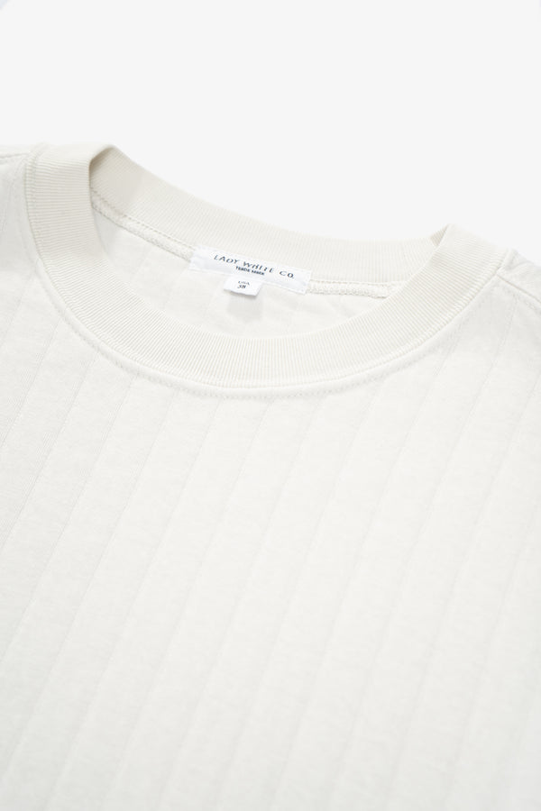 Lady White Co. QUILTED CREWNECK - OFF WHITE