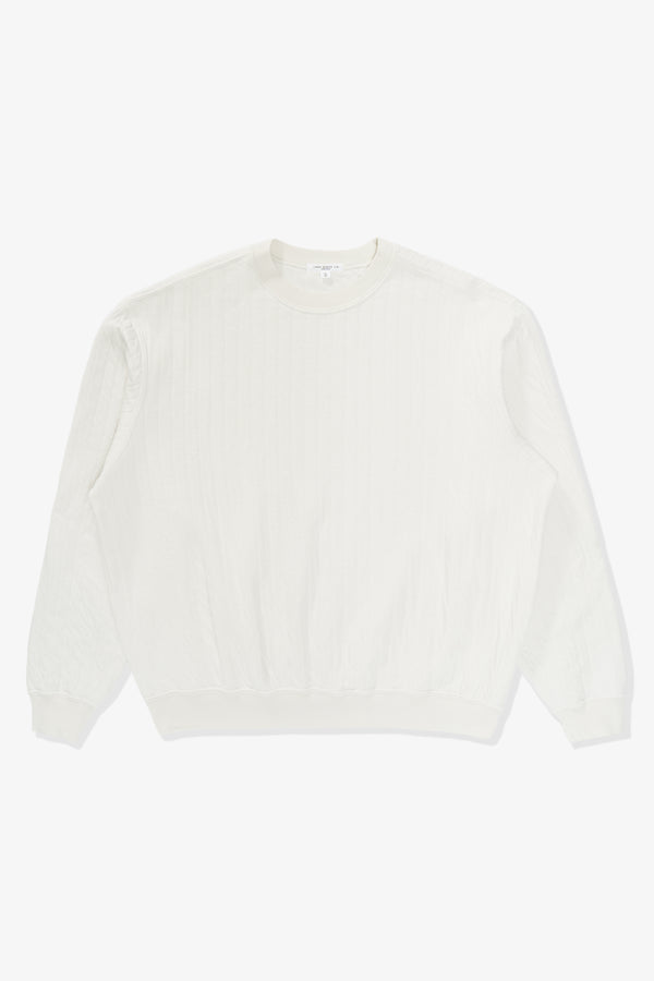 lady white co. QUILTED CREWNECK - OFF WHITE