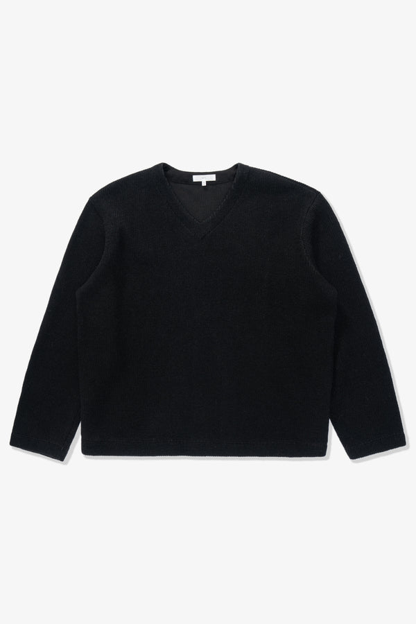 lady white co. V NECK SNAP SWEATER - BLACK