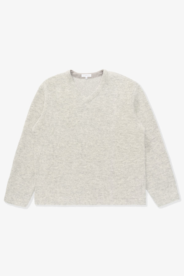 lady white co. V NECK SNAP SWEATER - OATMEAL
