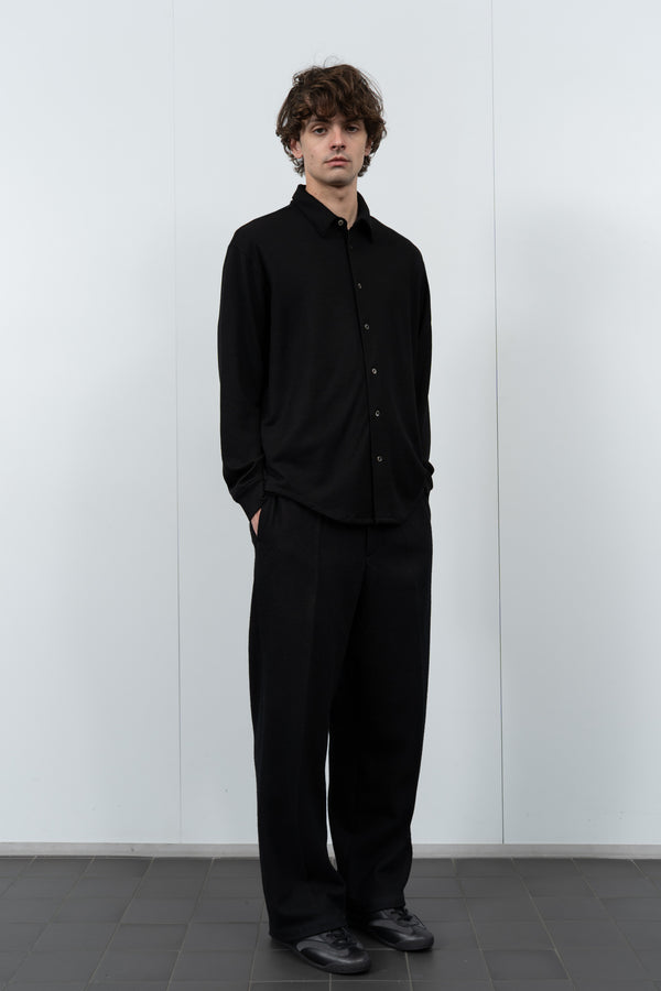 Lady White Co. WOOL BUTTON UP - BLACK