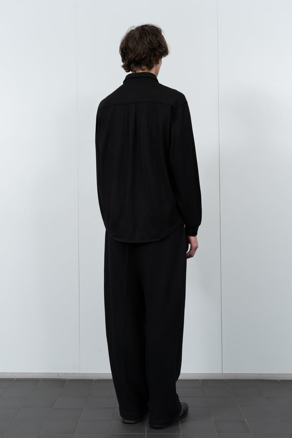 Lady White Co. WOOL BUTTON UP - BLACK