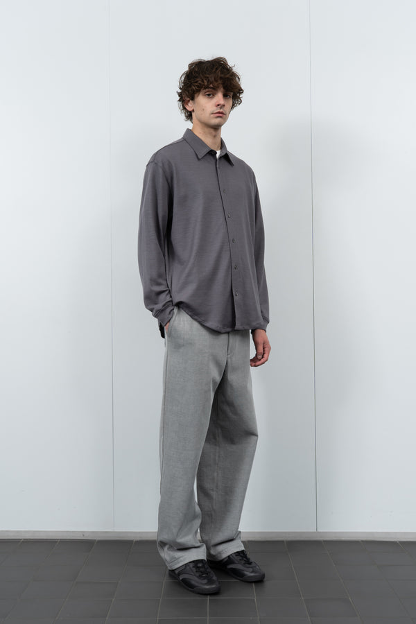 Lady White Co. WOOL BUTTON UP - SLATE GREY