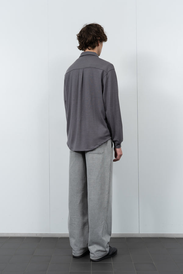 Lady White Co. WOOL BUTTON UP - SLATE GREY