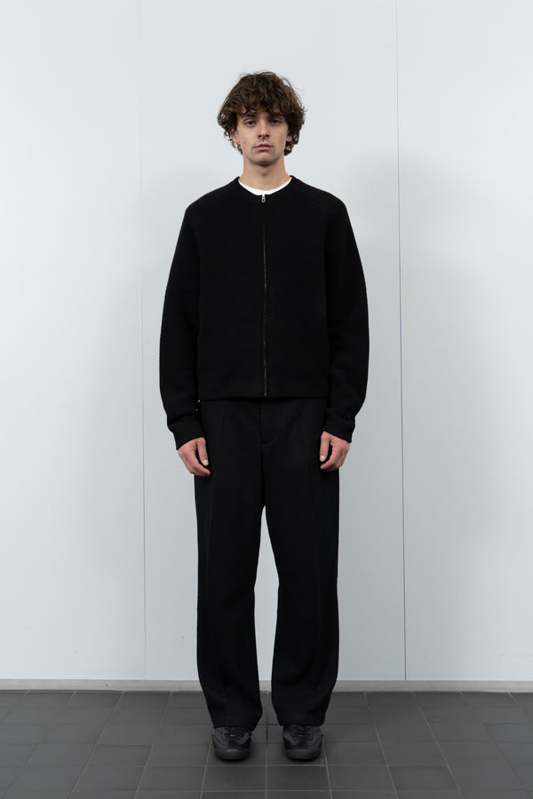 Lady White Co. WOOL LINK ZIP CARDIGAN - BLACK