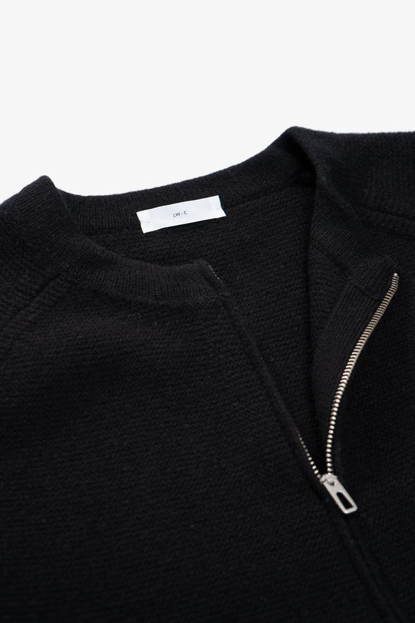 Lady White Co. WOOL LINK ZIP CARDIGAN - BLACK