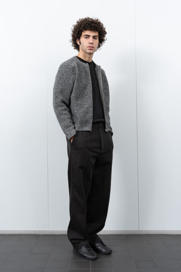 Lady White Co. WOOL LINK ZIP CARDIGAN - BLACK TWIST