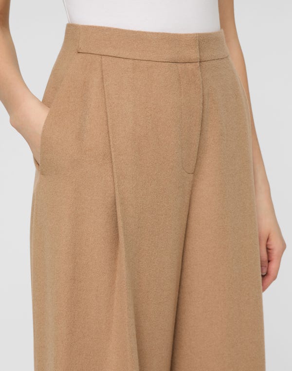 Lafayette148 Camel Hair Cooper Pleated Barrel Leg Ankle Pant