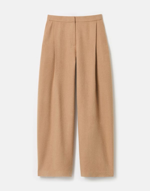 lafayette148 Camel Hair Cooper Pleated Barrel Leg Ankle Pant