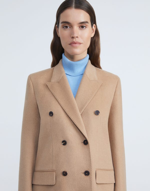 Lafayette148 Camel Hair Double-Breasted Trinity Blazer