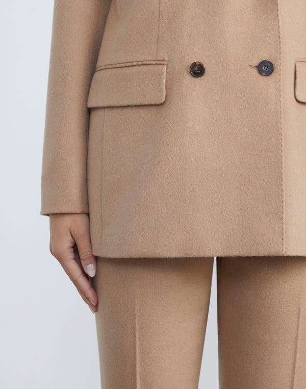 Lafayette148 Camel Hair Double-Breasted Trinity Blazer