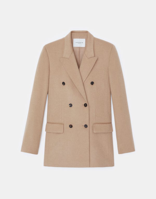 lafayette148 Camel Hair Double-Breasted Trinity Blazer