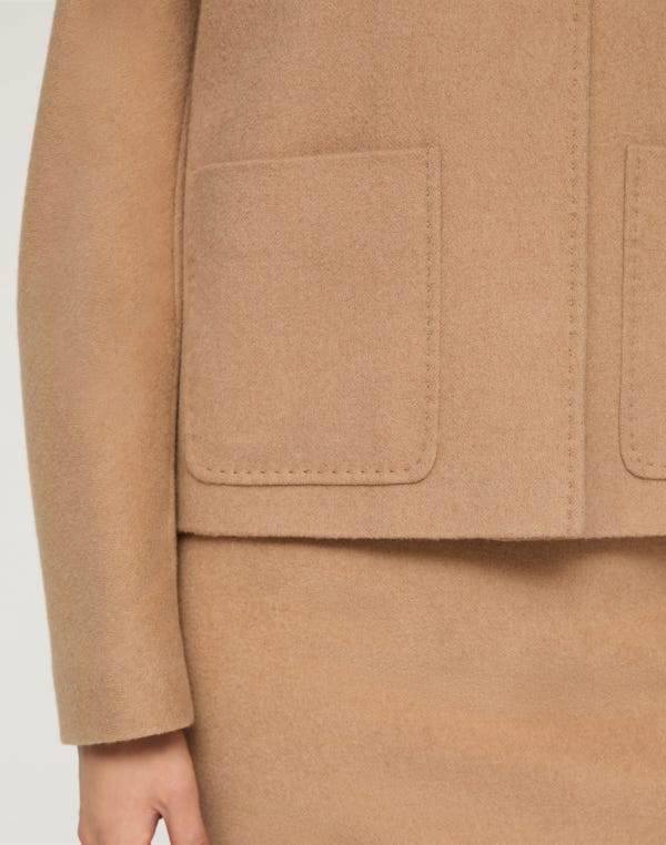 Lafayette148 Camel Hair Patch Pocket Collarless Jacket