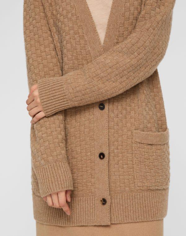 Lafayette148 Cashmere Basket Stitch Pocket Cardigan