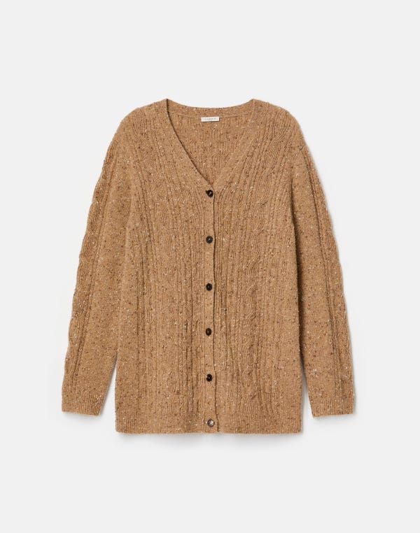 lafayette148 Cashmere Donegal Cable Knit Button Front Cardigan