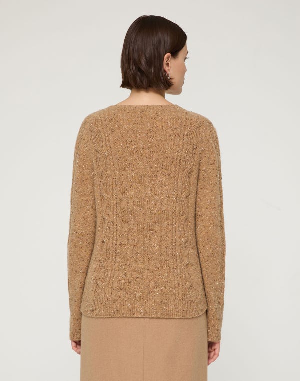 Lafayette148 Cashmere Donegal Cable Knit Crewneck Sweater