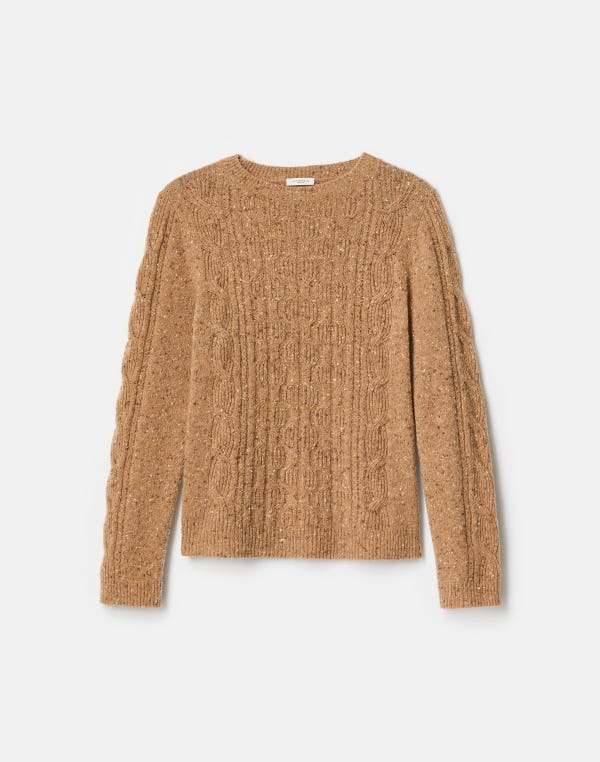 lafayette148 Cashmere Donegal Cable Knit Crewneck Sweater