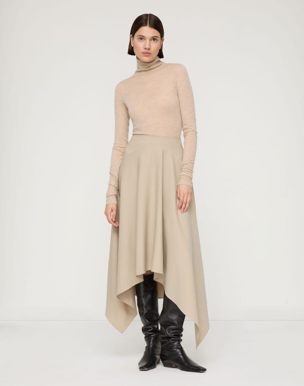 Lafayette148 Cashmere Jersey Elongated Fitted Turtleneck