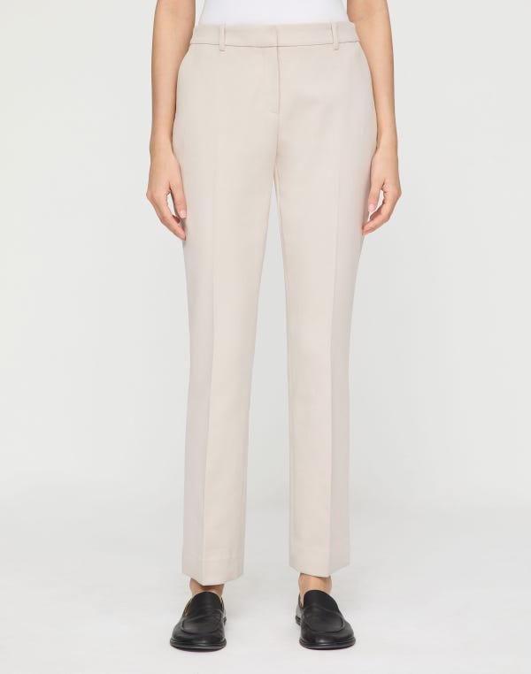 Lafayette148 Cotton Double Weave Twill Manhattan Cigarette Pant