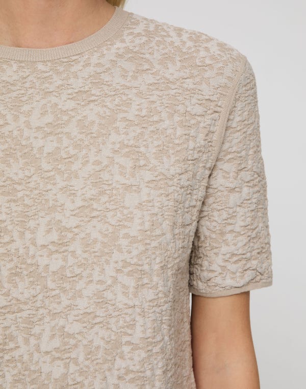 Lafayette148 Cotton-Finespun Voile Jacquard Knit T-Shirt