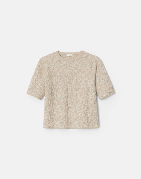 lafayette148 Cotton-Finespun Voile Jacquard Knit T-Shirt