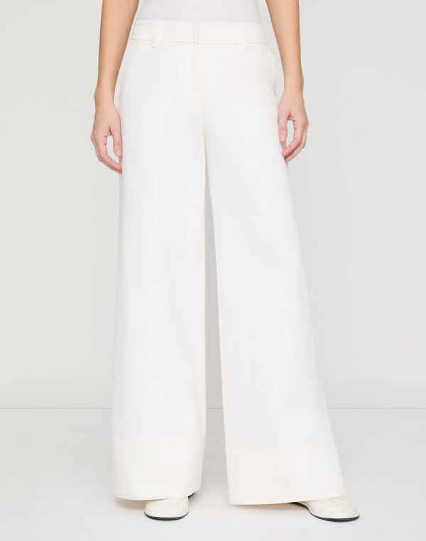 Lafayette148 Cotton-Linen Twill Charles Wide Leg Pant