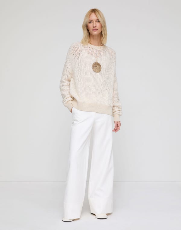 Lafayette148 Cotton-Linen Twill Charles Wide Leg Pant