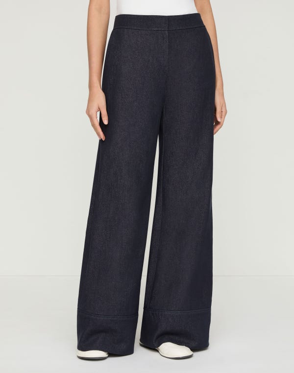 Lafayette148 Cotton-Linen Twill Charles Wide Leg Pant