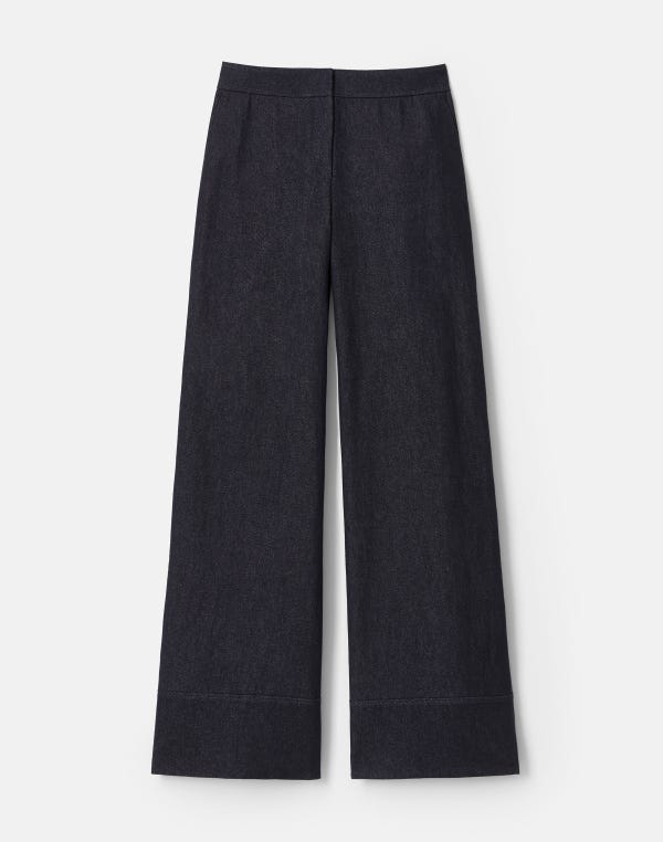 lafayette148 Cotton-Linen Twill Charles Wide Leg Pant