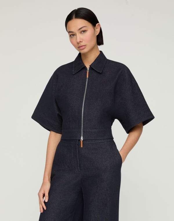 Lafayette148 Cotton-Linen Twill Kimono Sleeve Jacket