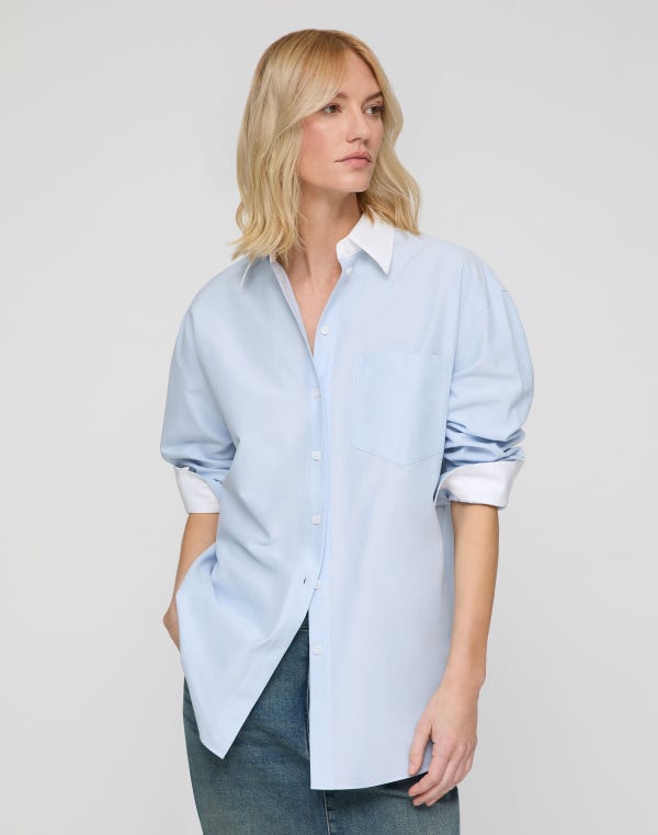 Lafayette148 Cotton Oxford Oversized Water Mill Shirt
