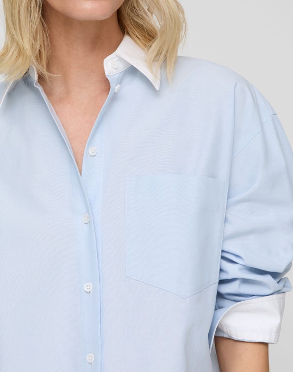 Lafayette148 Cotton Oxford Oversized Water Mill Shirt
