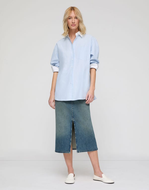 Lafayette148 Cotton Oxford Oversized Water Mill Shirt