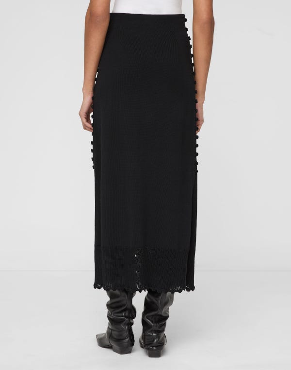 Lafayette148 Cotton-Silk Tape Crochet Trim Knit Skirt