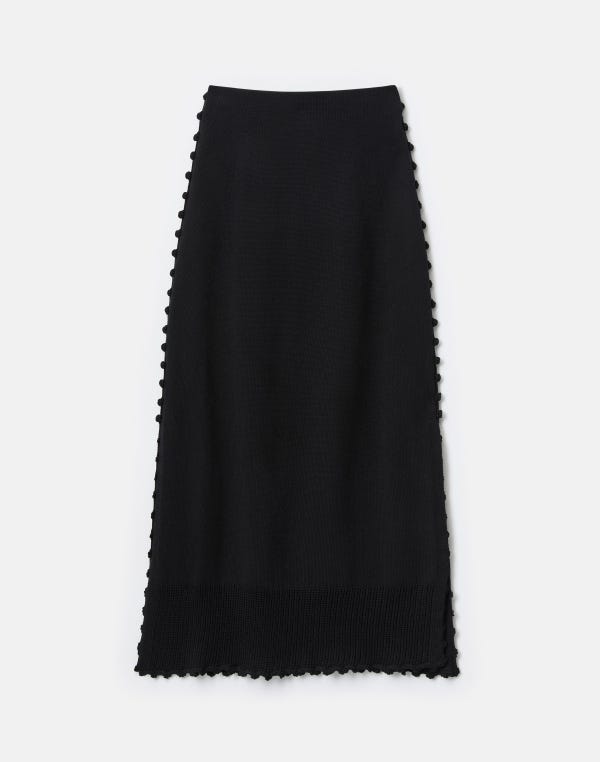 lafayette148 Cotton-Silk Tape Crochet Trim Knit Skirt