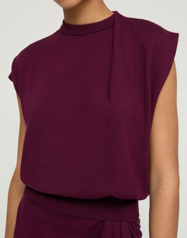 Lafayette148 Fine Cotton-Silk Asymmetric Knit Shell