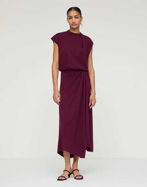 Lafayette148 Fine Cotton-Silk Asymmetric Knit Shell